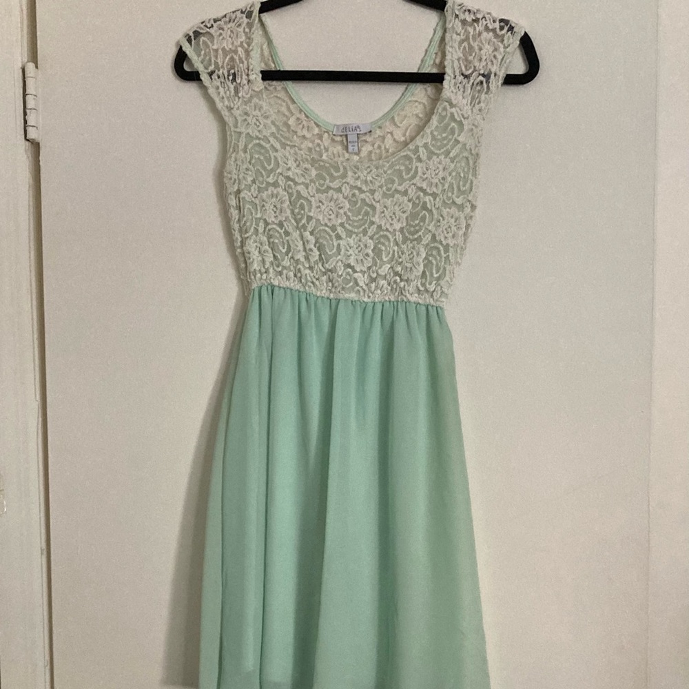 Summer dress. Lacey top with flowy skirt